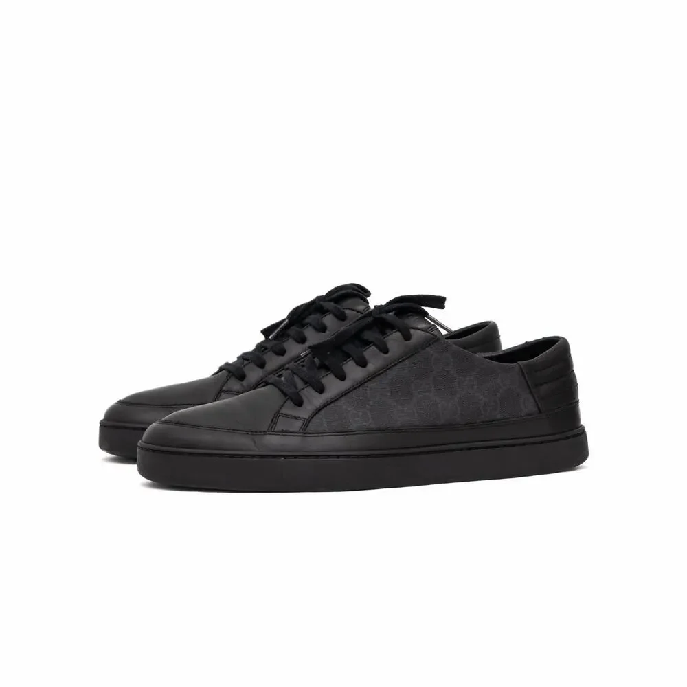 Gucci Black GG Monogram Supreme Canvas and Leather Low Top Sneakers US:11